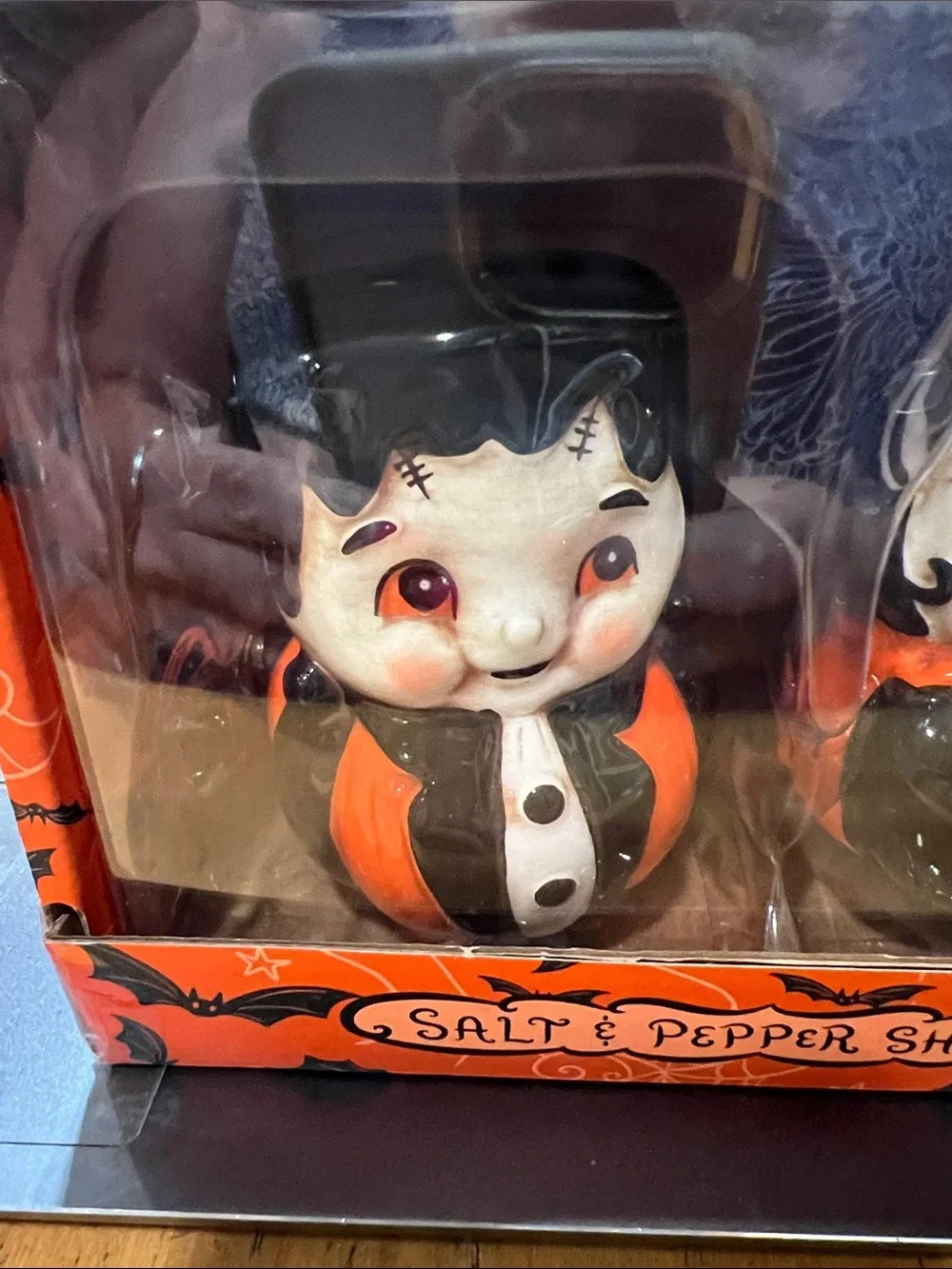Johanna Parker Halloween Ceramic Salt & Pepper Shakers - Orange Black White
